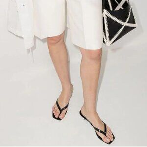 Black Women Comfy Thong Open Toe Low Heel Flip Flops Slip On Summer Beach Shoes